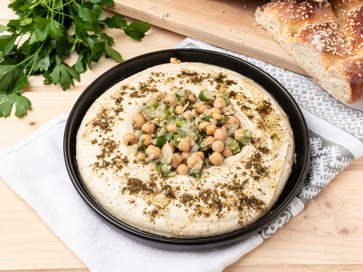 Houmous Classique avec Morceaux de Pois Chiches